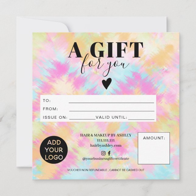 Gefärbte Krawatte-Pastell-Boho-Quadrat-Geschenkgut (Vorderseite)