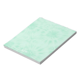 Gefärbte Krawatte Pastell Minze Green Monogram Notizblock