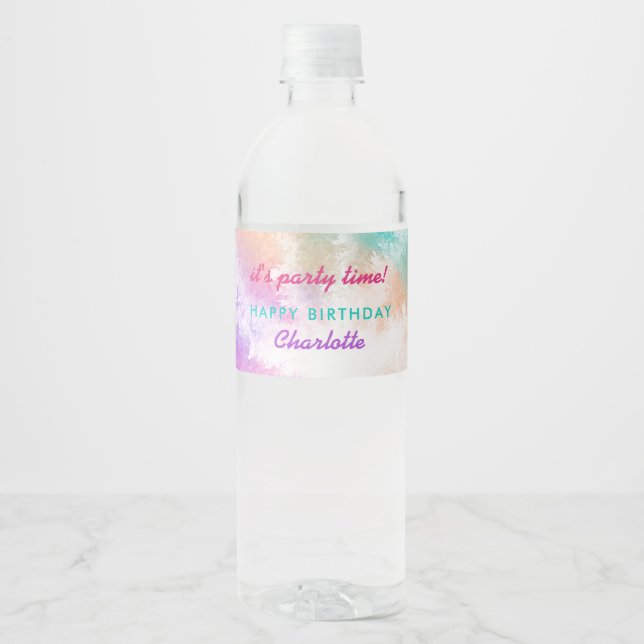 Gefärbte Krawatte Pastell Rosa Orange Aquamarin Li (Vorderseite)