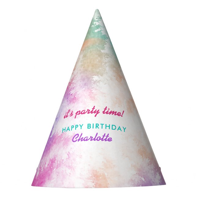 Gefärbte Krawatte Pastell Rosa Orange Aquamarin Li Partyhütchen (Vorderseite)