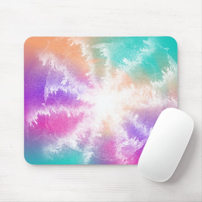 Gefärbte Krawatte Pastell Wasserfarbe Rosa Orange  Mousepad (Mit Mouse)