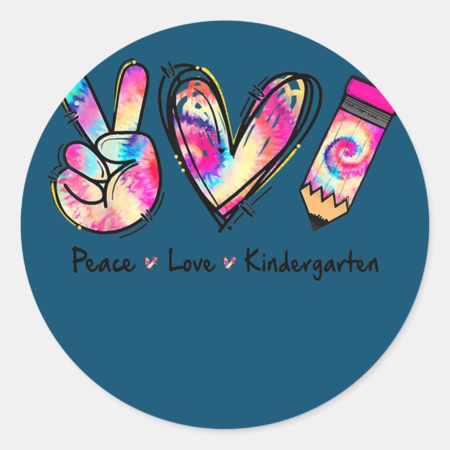 Gefärbte Krawatte Peace Liebe und Kindergarten Gir Runder Aufkleber (Vorderseite)