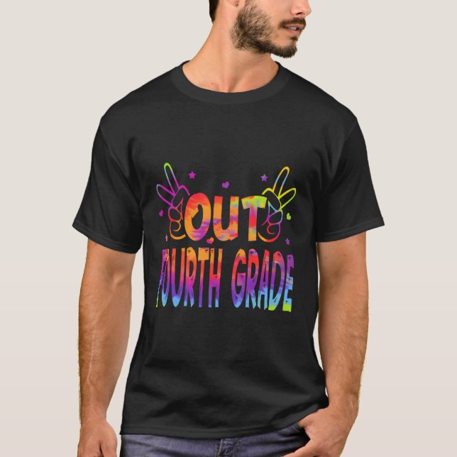 Gefärbte Krawatte Peace Out Vierte Klasse Senior H T-Shirt (Vorderseite)
