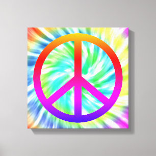 Gefärbte Krawatte Peace Sign Canvas Leinwanddruck