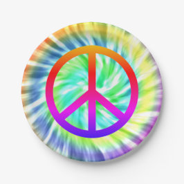 Gefärbte Krawatte Peace Sign Design Paper Plate Pappteller