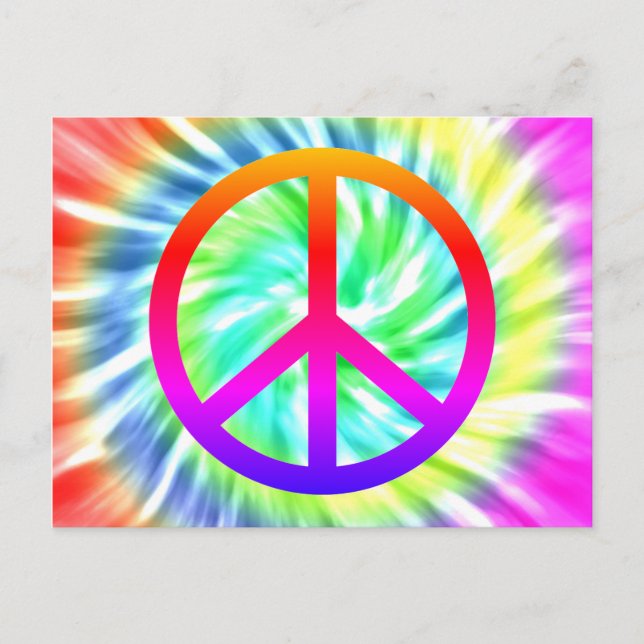 gefärbte Krawatte Peace Sign Design Postcard Postkarte (Vorderseite)