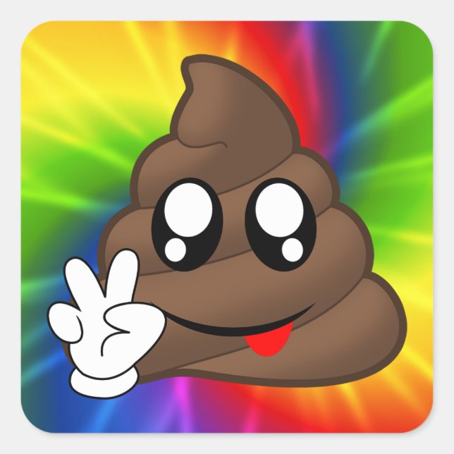 Gefärbte Krawatte Peace Sign Kackte Emoji Stickers (Vorderseite)
