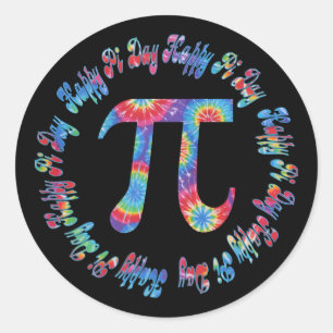 Gefärbte Krawatte Pi Day T-Shirts und Geschenke Runder Aufkleber