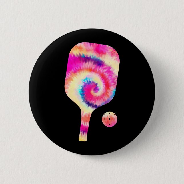 Gefärbte Krawatte Pickle Ball Player Sports Button (Vorderseite)