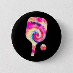 Gefärbte Krawatte Pickle Ball Player Sports Button