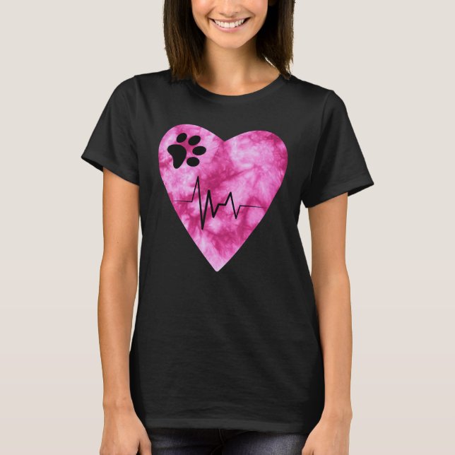Gefärbte Krawatte Print Pet Liebe Puls T-Shirt (Vorderseite)
