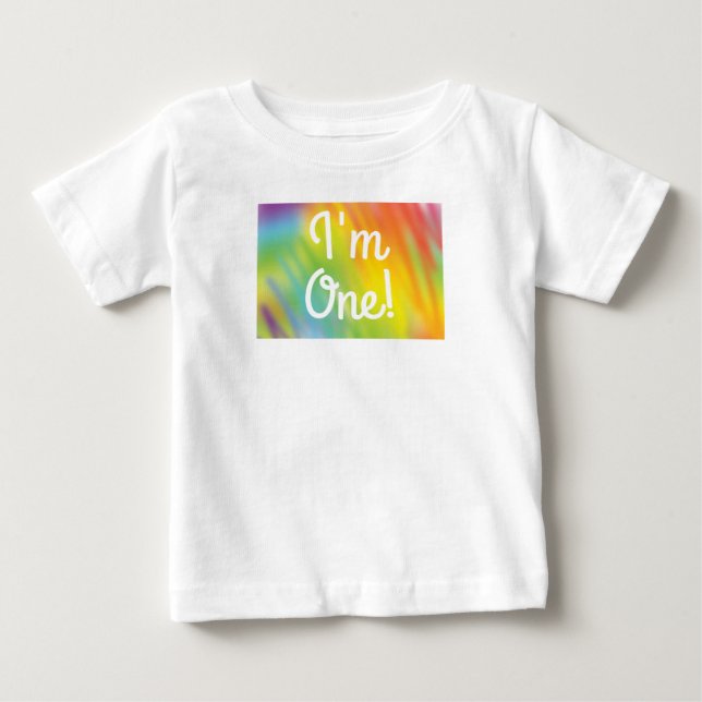 Gefärbte Krawatte Rainbow Birthday Party Baby T-shirt (Vorderseite)