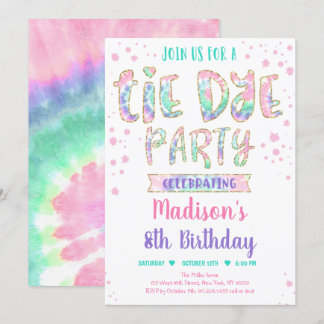 Gefärbte Krawatte Rainbow Boho Hippie Girls Geburt Einladung