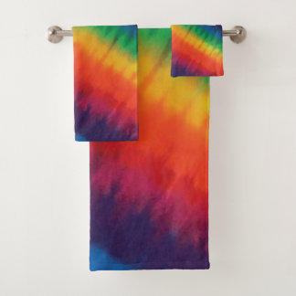 gefärbte Krawatte Rainbow Colors Badhandtuch Set