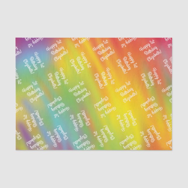 Gefärbte Krawatte Rainbow Geburtstagsparty Kinder  Seidenpapier (Vorderseite)