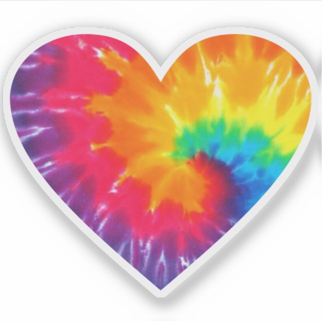 Gefärbte Krawatte Rainbow Heart Vinyl Aufkleber (Vorderseite)