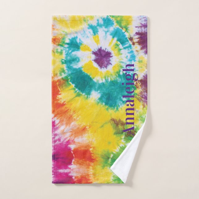 Gefärbte Krawatte Rainbow Individuelle Name Handtuch (Handtuch)