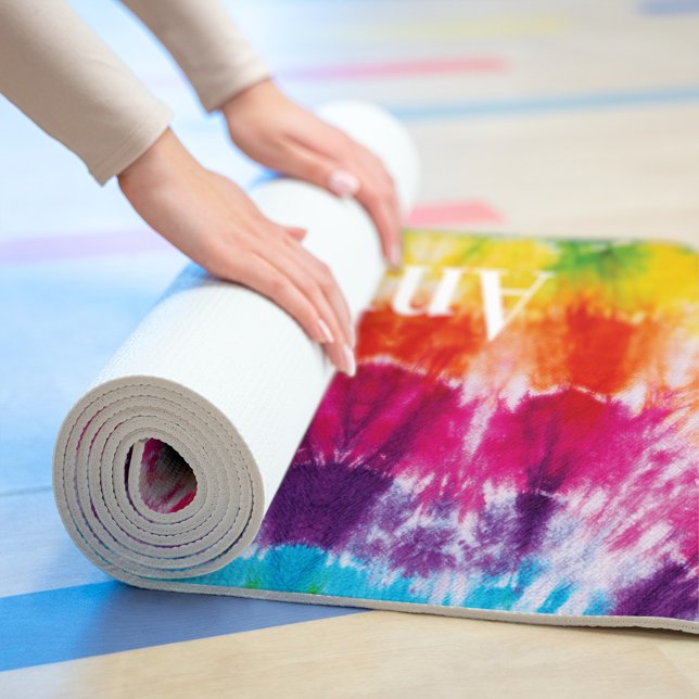 Gefärbte Krawatte Rainbow Individuelle Name Yogamatte (Rainbow Tie Dye Personalized Yoga Mat)
