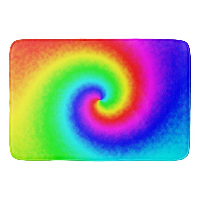 Gefärbte Krawatte Rainbow Swirl Hippie Boho Chic Badematte (Vorderseite)