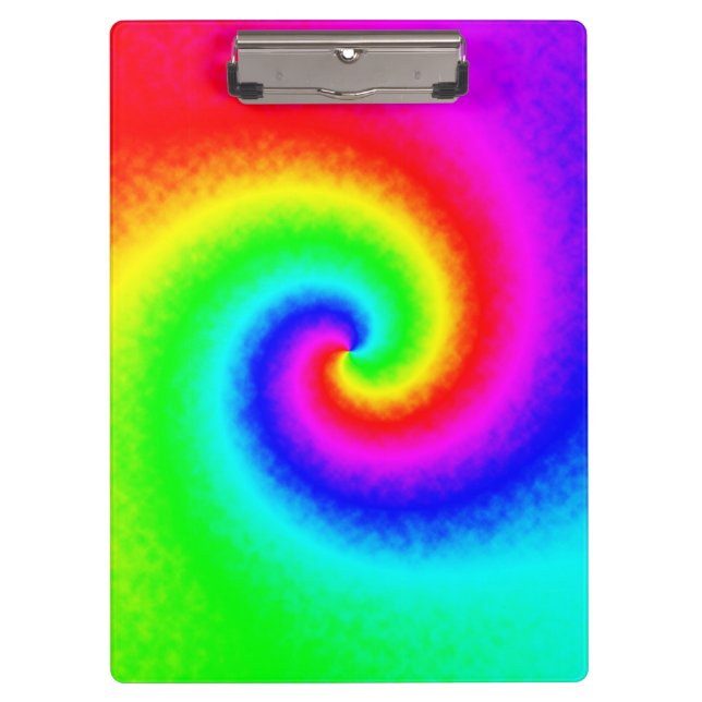Gefärbte Krawatte Rainbow Swirl Hippie Boho Chic Klemmbrett (Vorderseite)