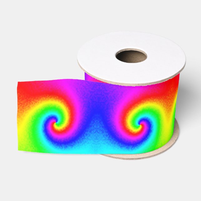Gefärbte Krawatte Rainbow Swirl Hippie Boho Chic Ripsband (Spule)