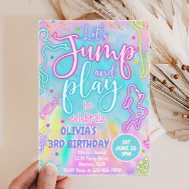 Gefärbte Krawatte Retro Jump and Play Birthday Ein Einladung