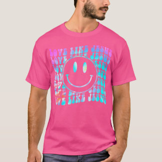 Gefärbte Krawatte Retro Liebe wie Jesus glückliche T-Shirt