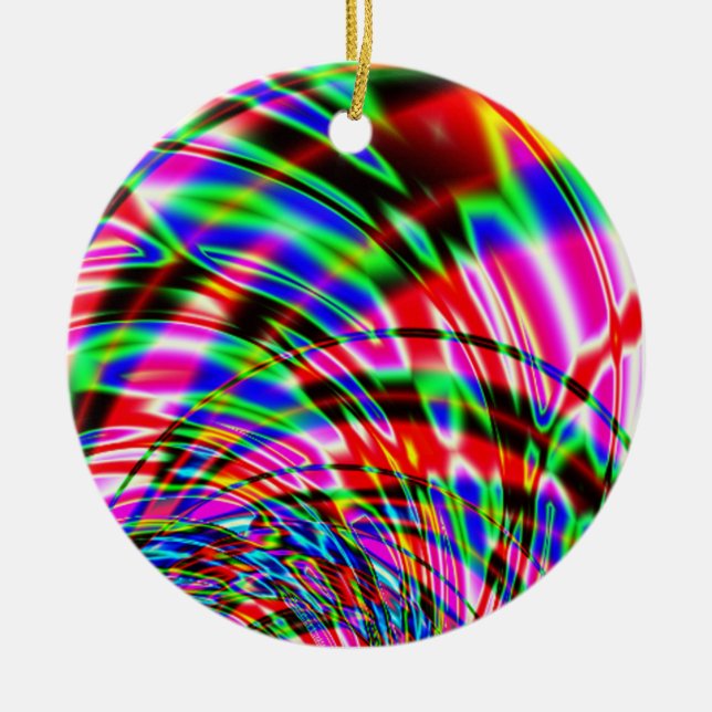 Gefärbte Krawatte Retro Wave Fraktal Keramik Ornament (Vorne)