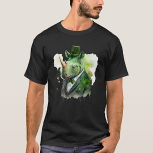 Gefärbte Krawatte Rhino Tuxedo Leprechaun Hat St P T-Shirt