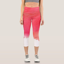 Gefärbte Krawatte Rot Aquarell künstlerische farbe Capri Leggings