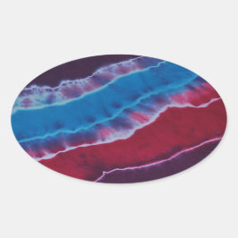 Gefärbte Krawatte Rot-Weiß und Blau-Layers Ovaler Aufkleber