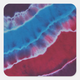 Gefärbte Krawatte Rot-Weiß und Blau-Layers Quadratischer Aufkleber