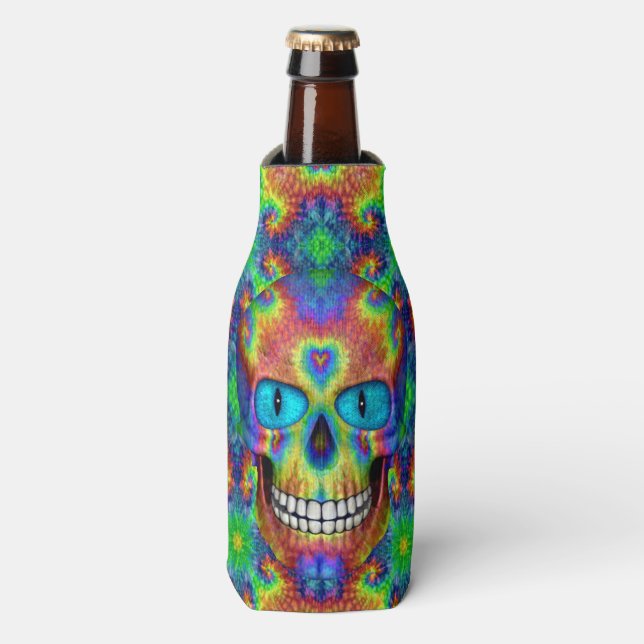 Gefärbte Krawatte Schädeltod Zombie Flasche Cooler Flaschenkühler (Flaschenvorderseite)