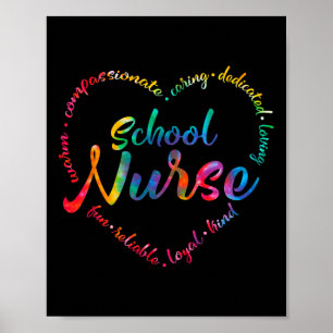 Gefärbte Krawatte School Nurse Heart Word Krankenp Poster