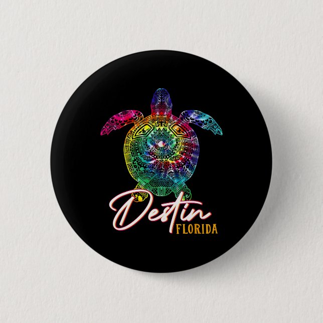 Gefärbte Krawatte Sea Turtle Florida Matching Fami Button (Vorderseite)