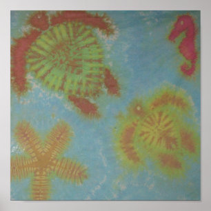 Gefärbte Krawatte Sea Turtle Horse Star Fisch Poster