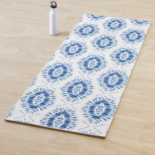 Gefärbte Krawatte Shibori Indigo Blaues Abstraktes Yogamatte