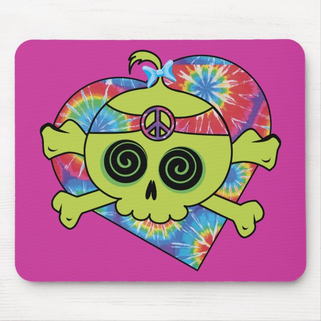 Gefärbte Krawatte Skull Mousepad (Vorne)