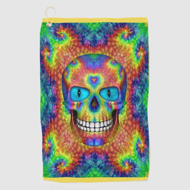 Gefärbte Krawatte Skull Zombie Tote Untote Golfhan Golfhandtuch (Vorderseite)