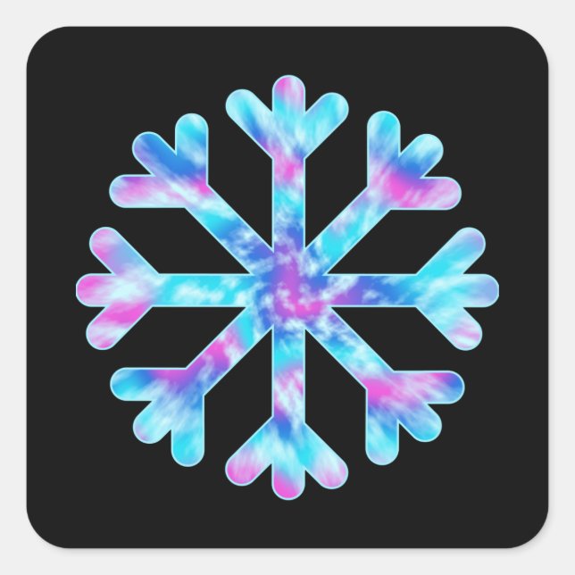 Gefärbte Krawatte Snowflake Quadratischer Aufkleber (Vorderseite)