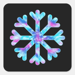 Gefärbte Krawatte Snowflake Quadratischer Aufkleber