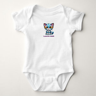 Gefärbte Krawatte Spaß Cartoon Kitty Cat sagt Lieb Baby Strampler