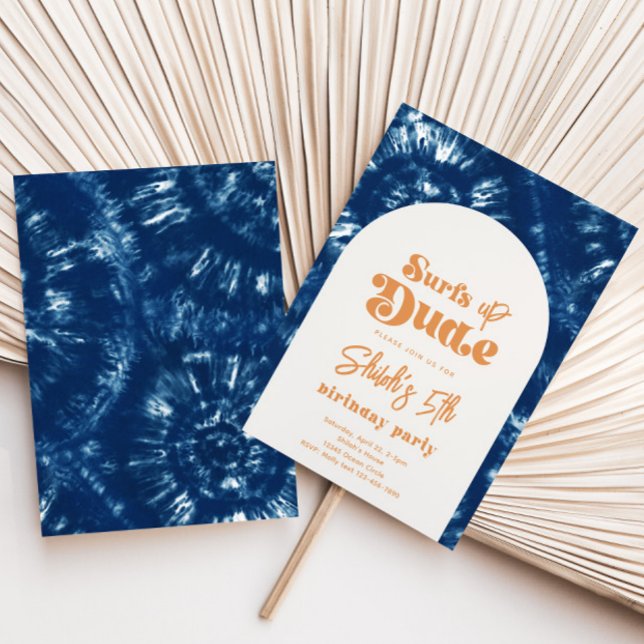 Gefärbte Krawatte Surf Einladung zum Geburtstag |  (Von Creator hochgeladen)