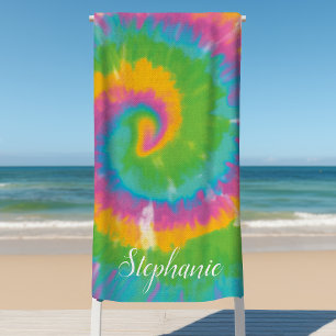 Gefärbte Krawatte Swirl Abstrakt Retro Personalisi Strandtuch