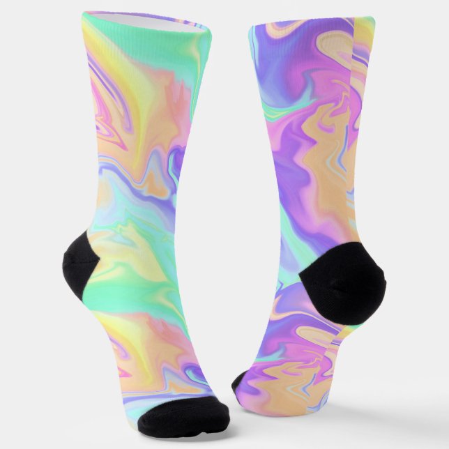 Gefärbte Krawatte Swirl Marble Retro Groovy Socken (Gewinkelt)