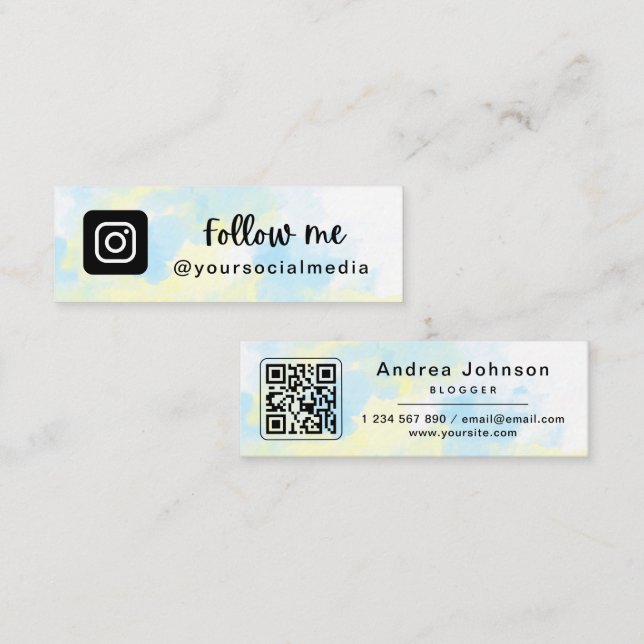 Gefärbte Krawatte Trendy Instagram folgen QR-Code  Mini Visitenkarte (Vorne/Hinten)