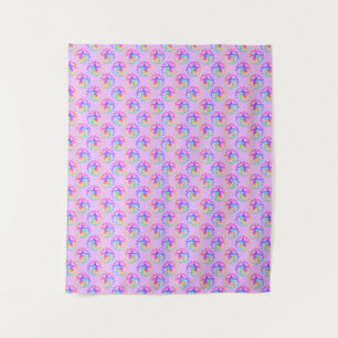 Gefärbte Krawatte Tribal Turtle Moari Sun Pink Wandteppich