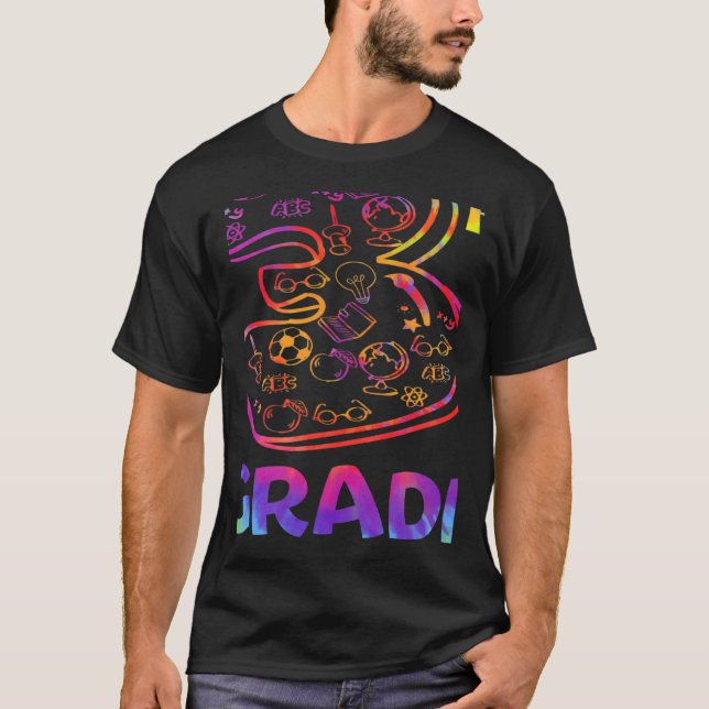 Gefärbte Krawatte Typografie-Lehrerin der dritten  T-Shirt (Vorderseite)
