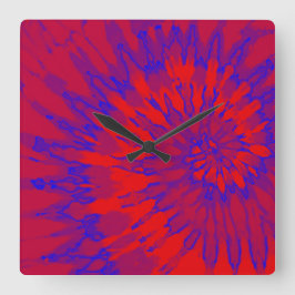 Gefärbte Krawatte-Uhr für hellrote und blaue Spira Quadratische Wanduhr