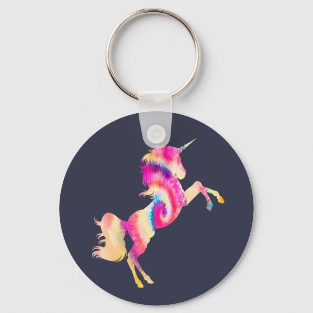 Gefärbte Krawatte Unicorn Schlüsselanhänger (Vorderseite)